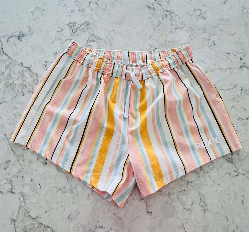 Roxy Girl Striped Elastic Waist Drawstring Athletic Shorts Size XL(18/20)